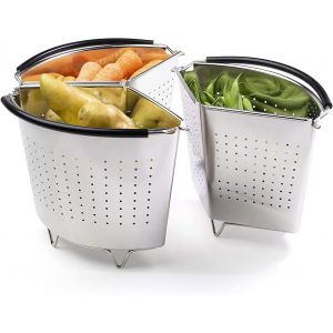 Kalanka-Paniers Vapeur Empilables Avec Pattes En Acier Inoxydable - Insert Pour Autocuiseur Et Séparateur - Panier De Cuisson Aux Pièces Amovibles Pour La Cuisson Séparée - Pour Légumes Et Pâtes - Neuf