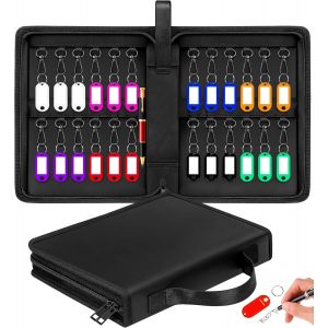 Portable Key Box with 24 Hooks,Large Wall Key Cabinets with Handle Waterproof Secure Double Flash Key Box for School Office Factory Real Estate Agency - Neuf