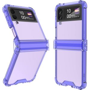 Sskal-Con&ccedil;u Pour Galaxy Z Flip 4 Coque Avec Charni&egrave;re Protection Pour Samsung Flip 4 Full Cover Antichoc Slim Phone Protection Case Clear Pour Z Flip 4 5g-Violet Transparent - Neuf