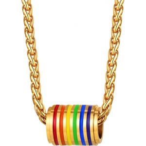 Kal-Collier En Pendentif Gay Pride Personnalis&eacute; En Acier Inoxydable/Plaqu&eacute; Or Pour Homo/Lesbien - Neuf