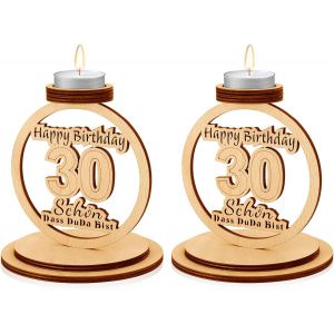 Kalanka-Lot De 2 Bougeoirs En Bois - Cadeau Original Pour 30e Anniversaire - Cadeau D'anniversaire Pour Homme Et Femme De 30 Ans - D&eacute;coration De Bureau Livr&eacute;e Avec Deux 2 Bougies - Neuf