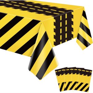 Sjzg-Lot De 4 Nappes Rectangulaires, Jetables, Motif : Voiture De Construction, Voitures, Voitures, Camions, Anniversaires, F&ecirc;tes, D&eacute;corations De F&ecirc;te, 130 X 220 Cm, Jaunes, Pour Enfants Et Gar&ccedil;ons, - Neuf