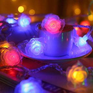 KAL-Guirlande Lumineuse En Forme De Roses - 3 M - 20 Led - Fonctionnement À Piles - Guirlande Lumineuse Décorative Pour Jardin, Intérieur, Extérieur, Terrasse, Décoration De Fête (Lumière Colorée) - Neuf