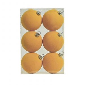 Floqu&eacute; velours boules de No&euml;l jaune ornements de f&ecirc;tes arbre d&eacute;cor - Neuf