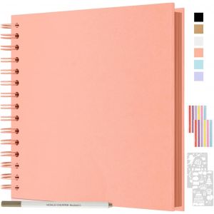Album Photo Spirale Scrapbook 21x21cm,Diy Scrapbooking Album 40 Pages,Livre D'or Pour Voyage Mariage Anniversaire,Cadeaux Pour Bebe Enfant Couple (Rose).[Q1150] - Neuf