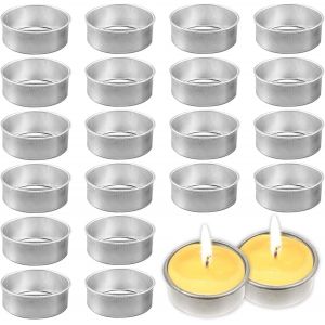 KALANKA-Lot de 20 photophores en métal - 4 cm - En étain argenté - Pour bougies parfumées, mariage, Noël et décoration de table - Neuf