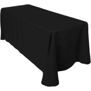 Decor Couverture De Nappe De Table Rectangulaire En Coton/Polyester Pour Mariage,Repas Et Fête D¿Anniversaire 177,8 X 320 Cm Par Fourniture De Mariage,Tissu,Unité,Noir - Neuf
