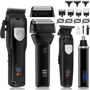 Ensemble De Tondeuse À Cheveux 4 En 1 Pour Homme, Tondeuse À Barbe, Tondeuse Nez, Oreille, Rasoir Électrique Professionnel, Rechargeable, Cadeau Pour Lui - Neuf