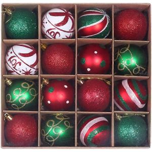 Rouge + Vert + Blanc De D&eacute;coration De No&euml;l Boules De 16pcs 6 Cm D&eacute;coration De No&euml;l Boules Boules Suspendues Pour L'arbre De F&ecirc;te De Famille - Neuf