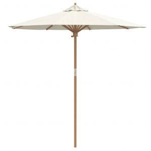 Parasol De Jardin Rond 270 X 260 Cm L&eacute;ger Et R&eacute;sistant Aux Intemp&eacute;ries Style Minimaliste En Bambou Blanc Cr&egrave;me Helloshop26 02_0058242 - Neuf