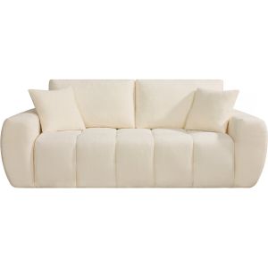 Canap&eacute; droit en tissu style bubble "L&eacute;onie" - 3 places - Beige - Neuf