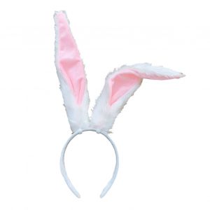 Bandeau Oreilles De Lapin Blanc, Longue Peluche, Cerceau Pour Cheveux, Accessoire De Costume De Cosplay D'halloween, Tenue De Fête-Blanc - Neuf