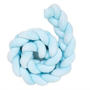 Hjlian Tour De Lit Tresse Pour Bebe De 1,5 M, Long Coussin De Chambre D'enfant, Noud Doux, Oreiller Serpent (Bleu) - Neuf