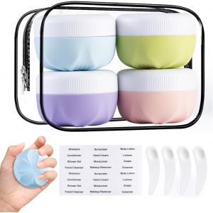 Nzqaf-Lot De 4 Récipients De Voyage Sans Bpa U2013 Pots À Crème En Silicone Anti-Fuite 30ml, Contenants Approuvés Par La Tsa Pour Cosmétiques Et Articles De Toilette - Neuf