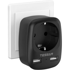 KALANKA-Adaptateur Prise Anglaise UK Angleterre France, Prise Irlande avec 2 USB, Anglaise vers France pour Irlande Royaumeuni Qatar Bretagne Écosse, Adaptateur Type G, Noir - Neuf