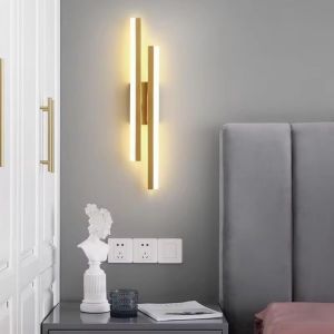 Applique Murale Int&eacute;rieure Led 16w,1800lm Cr&eacute;ative Longue Parall&egrave;le Lampe Murale Moderne 3000k Lumi&egrave;re Chaude,Acrylique Luminaire Mural Interieur Pour Salon,Chambre,Escalier,Couloir (Or) - Neuf