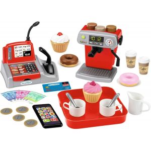 Jouets-2578-Coffret Coffee Shop-3 Variétés De Café+Caisse Enregistreuse+Plateau+Accessoires-Jeu D'Imitation-Dès 18 Mois-Fabriqué En France - Neuf