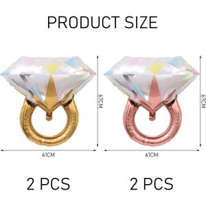 Ballons D'Anneau De Diamant 4Pcs,D&eacute;coration De Mariage Romantique,D&eacute;corations De Fian&ccedil;ailles,Ballons De F&ecirc;te De Mariage,D&eacute;coration De Ballon D'Anneau De Papier D'Aluminium - Neuf