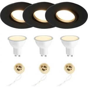 Spots Encastrables Led - Edo Solutions - Poli - Noir &Oslash;95 Mm - 5,5 W 3000k - Orientables Ip44 - Neuf
