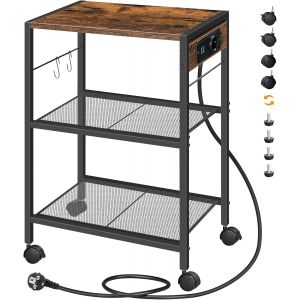 SUBZONAL-Support d&iquest;Imprimante, Chariot d'Imprimante &agrave; 3 Niveaux, Support d'Imprimante avec Station de Charge, pour Bureau &agrave; Domicile, Marron Rustique et Noir EBF22CPS01 - Neuf