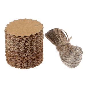 100 pcs Kraft Paper Tags marron Artisanat Cadeaux Étiquettes Étiquettes d'artisanat Étiquettes de papier Étiquettes kraft rondes - Neuf
