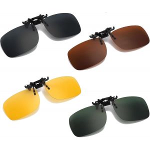 4 Pièces Lunettes De Soleil Polarisées, Clips Lunettes De Soleil Avec 4 Couleurs, Lunettes De Soleil À Clip, Clip Solaire Pour Femmes Et Hommes, Pour Conduite, Course, L'escalade Et Le Vélo - Neuf