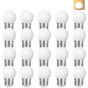 TIANYI-20 pi&egrave;ces LED E27 1W, E27 vis culot 1W LED ampoule Globe lampe pour d&eacute;coration de f&ecirc;te de vacances,lampe LED pour guirlande lumineuse, AC 220V,Blanc chaud 2700K - Neuf
