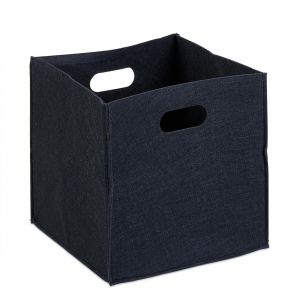 SJZG-Panier &Agrave; B&ucirc;ches De Bois En Feutre Corbeille Sac De Courses Pliable 2 Poign&eacute;es Hxlxp: 30X30X30 Cm, Noir - Neuf