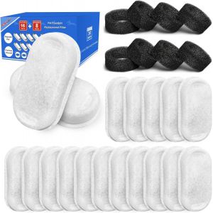 Filtre Pour Fontaine À Chat En Acier Inoxydable, 16 Filtres À Charbon Et 8 Éponges De Préfiltration - Neuf