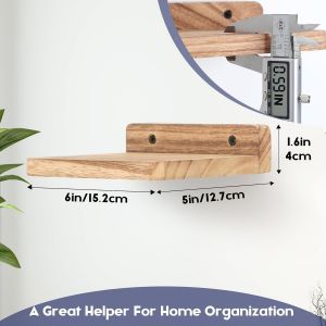 Petite &Eacute;tag&egrave;re Flottante, 12,7 X 15,2 Cm, Barres D'exposition Murales, Mini &Eacute;tag&egrave;res En Bois Rustique Pour Chambre &Agrave; Coucher, Salon, Salle De Bain, Cuisine (3, Noyer) - Neuf