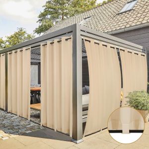 Nouvelhorizonstore-Rideau Ext&iquest;&iquest;Rieur Lot De 2 Rideau Pour Pergola Occultant R&iquest;&iquest;Sistant Aux Intemp&iquest;&iquest;Ries Avec Oeillet, Rideaux Pour Tonnelle, Balcon, Terrasse, Rideaux Avec Passants En Bas, H213 X L132 C - Neuf