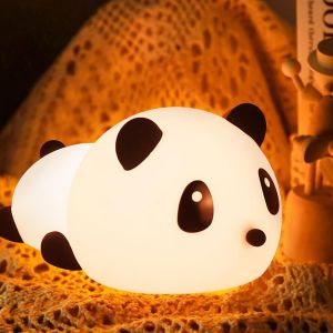 Veilleuse Enfant, Veilleuse Bébé Avec Fonction De Gradation Tactile Usb Rechargeable Peut Être Chronométré Veilleuse Enfant Pour Chambre De Bébé,Cadeaux D'anniversaire Et De Noël (Panda) - Neuf