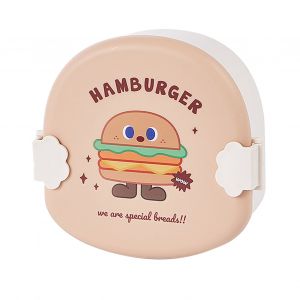 Hjlian Boite A Bento Pour Enfants, Style Dessin Anime, Compartiment Alimentaire, Boite De Rangement Portable Pour Dejeuner, Couvercle Kaki A Motif Hamburger - Neuf