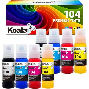 104 102 Ink Compatible With 104/102 Ink Cartridges For Et-2710 EtU20112711 Et-2715 Et-2720 Et-2726 Et-2700 Et-2750 Et-2756 Et-2810 Et-3700 Et-3700 3750 Et-4700 Et-4750 (70Ml X 8 Pack) - Neuf