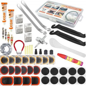 Kit Reparation Velo,57 Pcs Kit Réparation Pneus Vélo,Kit De Crevaison Vélo,Kit Réparation Pour Chambre À Air Avec 30 Rustines,Pour Vélos Route/Montagne/Banlieue,Motos,Bmx,Caoutchouc Gonflable - Neuf