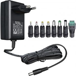 Adaptateur Secteur 12 V 1 A/1 000 Ma, Ac 100-240 V 50/60 Hz Vers Dc 12 V 1 A 12 W, Chargeur Mural 5,5 X 2,1 Mm, Câble 20 Awg De 1,8 M De Long Pour Une Utilisation Stable Et Flexible, 8 Embouts Inclus - Neuf