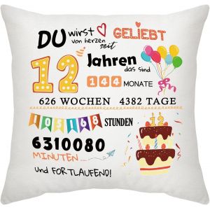 Trahoo-Cadeau Anniversaire Fille Garçon 12 Ans Anniversaire Housses De Coussin Cadeau Décoratif D'anniversaire Housse De Coussin Decoration Anniversaire 12 Ans 45 X 45 Cmallemand - Neuf