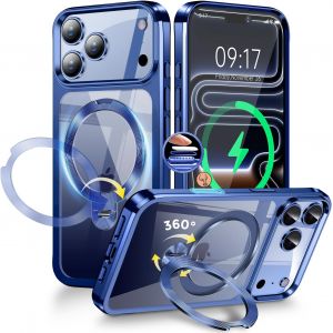 [Anneau En Métal Cd& 360° Rotation Support Invisible] Coque Magnétique Pour Iphone 17 Pro Max [Compatible Magsafe][Pare-Chocs[Z40] - Neuf