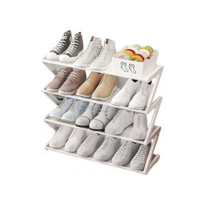 &Eacute;tag&egrave;re &agrave; chaussures &agrave; 4 niveaux, blanche - Neuf