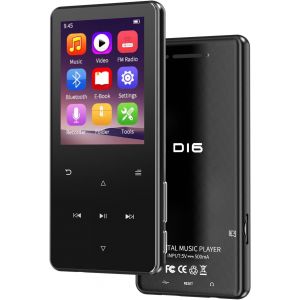 CHECARZHN--NO1-64Go Lecteur Mp3 Bluetooth 5.3 Portable Lecteur Musique Enfant Baladeur Mp3 Avec Haut-Parleur Intégré, Lecture Aléatoire, Vidéo, Ebook,Podomètre,Radio Fm, 2.4 Pouces Grand Écran,Carte - Neuf
