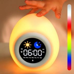 Ore-Réveil Pour Enfants En Forme De Chiot,Horloge D'entraînement Au Sommeil,Veilleuse Tactile Mignonne Pour Chambre D'enfants-Egg Shape- - Neuf