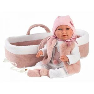 Poup&eacute;e B&eacute;b&eacute; Llorens Mimi Rose 40 cm Nacelle - Neuf