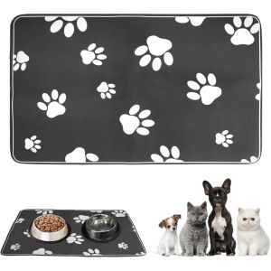Tapis Gamelle Chien Absorbant,30 X 50 Cm Séchage Rapide Tapis Absorbant Pour Gamelle Chat,Antidérapant,Facile À Nettoyer Pour Animaux De Compagnie (Motif De Pattes Multiples De Chien) - Neuf