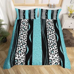 Housse De Couette Homewish Safari Leopard, Parure De Lit Double À Imprimé Guépard Bleu, Housse De Couette En Peau De Guépard Pour Enfants, Filles Et Garçons, Parure De - Neuf