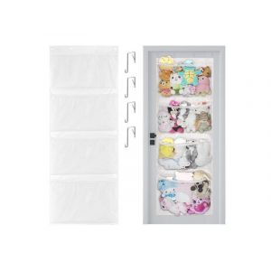 Sac De Rangement Suspendu En Maille &Agrave; 4 Couches Pour Peluches Et Jouets Avec Crochet En M&eacute;tal - Blanc - Neuf