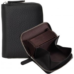 Women's Wallet, Small Leather Wallet, Short Zip Wallet, Women's Card Holder with RFID Blocking, Mini Coin Purse, Women's Zip Purse (Black), Black, RFID - Neuf