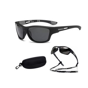 Lunettes De Soleil Polaris&eacute;es Pour Homme, Id&eacute;ales Pour La P&ecirc;che, Avec Cordon Et &Eacute;tui Zipp&eacute;. - Neuf