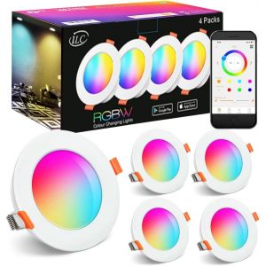 Subzonal-Spots Led Encastrable 8w (&Eacute;quivalent 60w) D&eacute;coupe &iquest;68-85mm, Travailler Avec Alexa(Un Dispositif Echo Est N&eacute;cessaire), Ip44 Rond Spot Encastrable Cct + Rgb Contr&ocirc;l&eacute; Par App (Lot De 4) - Neuf
