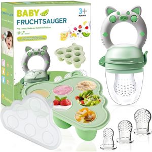 Kalanka-Grignoteuse B&eacute;b&eacute; - 1 Fruit Grignoteuses + 1 Moules De Cong&eacute;lation Au Lait Maternel + Sucettes En Silicone En 3 Tailles, Tetine Grignoteuse Bebe Diversification Alimentaire B&eacute;b&eacute; Pour Enfants D - Neuf