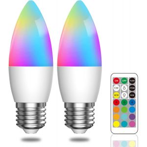 Kalanka-Ampoule Led Couleure E27 3w Rgbw Avec T&iquest;&iquest;L&iquest;&iquest;Commande, &iquest;&iquest;Quivalent 40w, Dimmable, 12 Couleurs, Lumi&iquest;&iquest;Re Chaude + Froide, Pour F&iquest;&ordm;te Et D&iquest;&iquest;Coration, 2 Pi&iquest;&iquest;Ces - Neuf